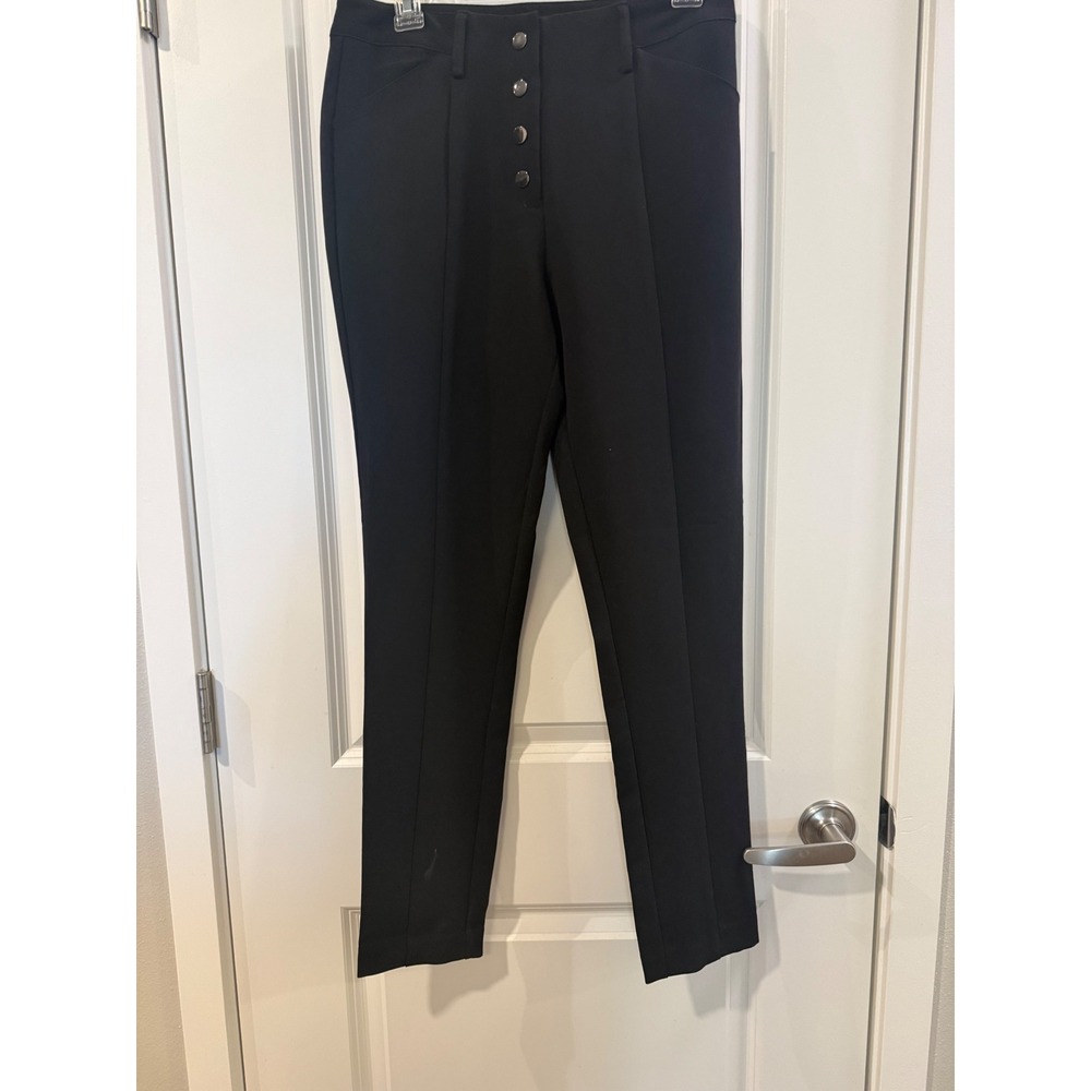 Marc New York Andrew Marc Womens Black High Rise Button Fly Pintuck Pants Size 8